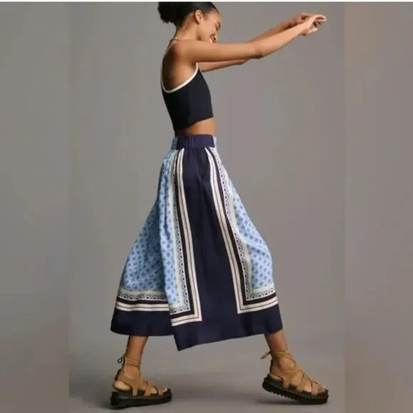 Maeve Printed Pleated A-Line Culottes by Anthropologie size Small - Picture 2 of 5